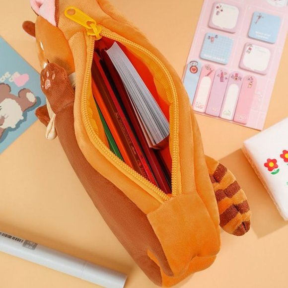 Red Panda Plush Pencil Case | Kawaii School Pouch Office Organizer Storage - Picture 3 of 9